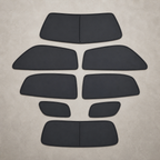 Eight separate fitted full-cabin blackout shade panels