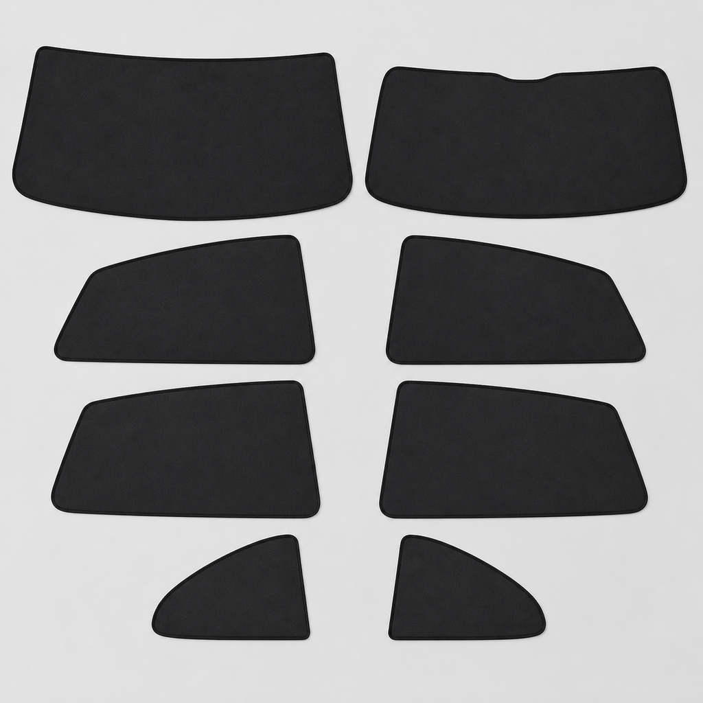 Eight separate fitted full-cabin blackout shade panels