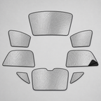 Eight separate custom-shaped full-cabin blackout shade panels