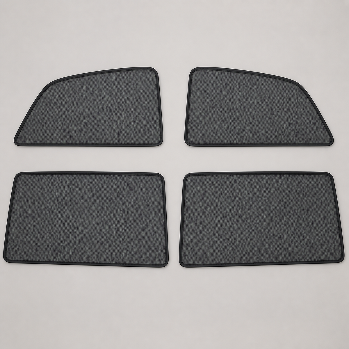 Four-piece magnetic mesh door-window shade set shown in a flat lay