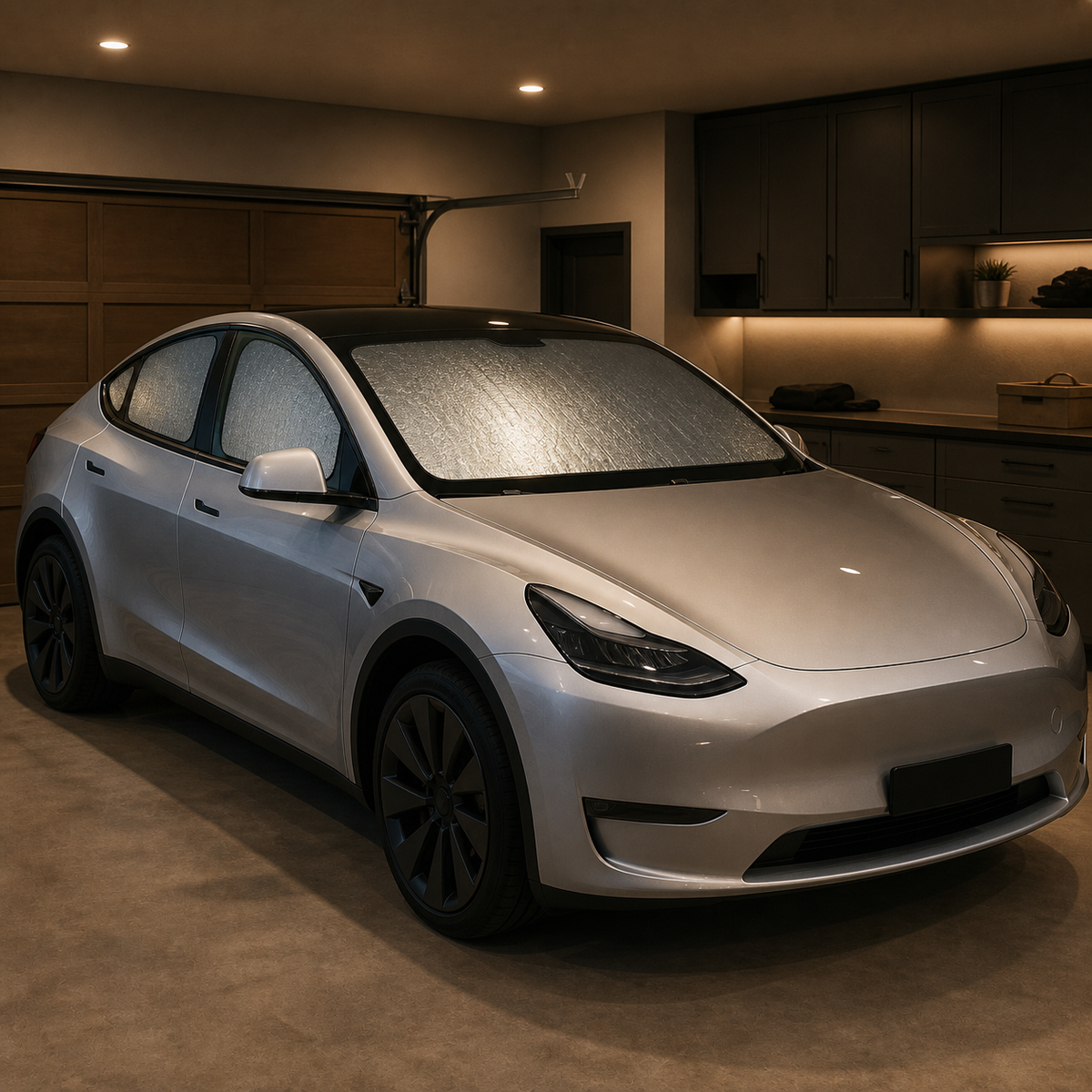 8-Piece Full-Cabin Blackout Shade Set - Compatible with Tesla Model Y (2020-2024) on a safely parked vehicle