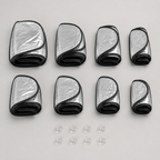 Eight twist-folded blackout panels ready for compact storage
